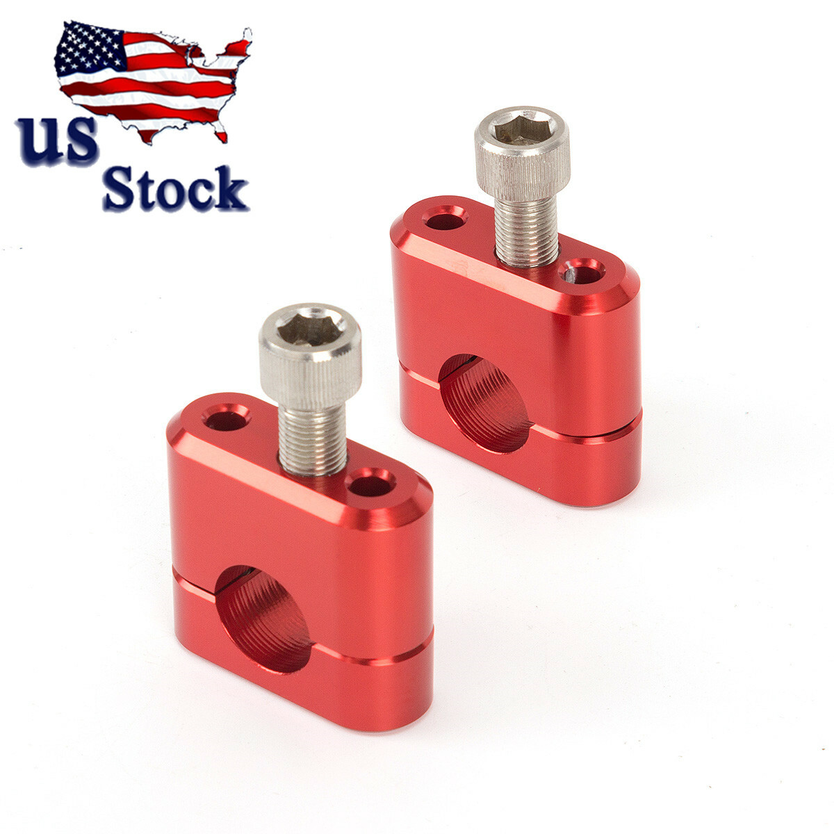 For Dirt Bike ATV HandleBar Fat Bar Mount Clamps Riser Adapter 7/8” 22mm Red