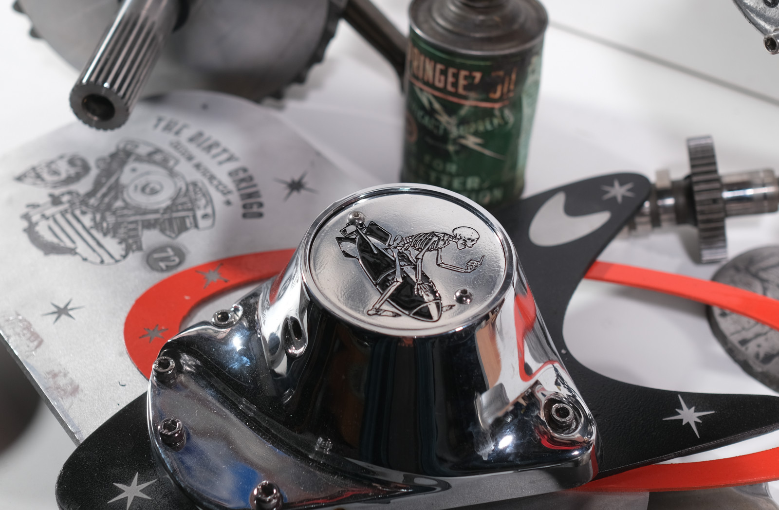 F Bomb Skeleton Middle Finger Aluminum Points Timing Point Timer Cover Harley