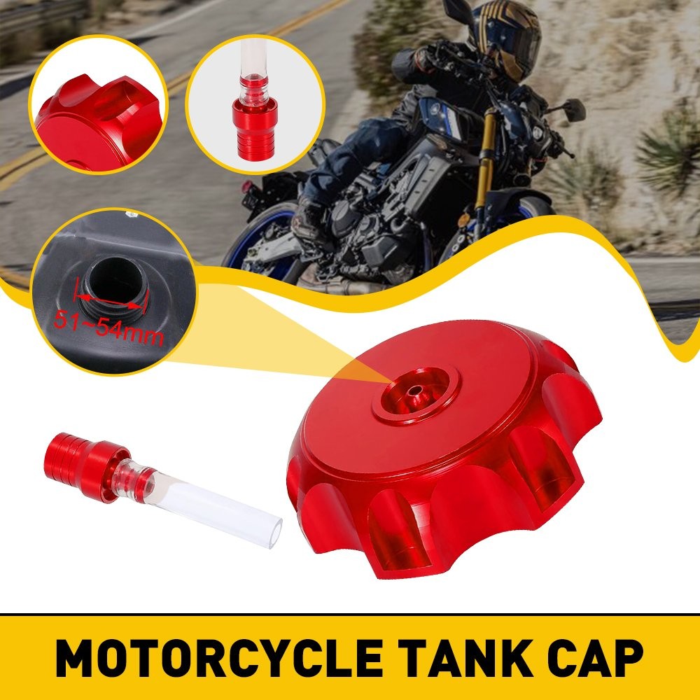 1x Red Fuel Gas Tank Motorcycle Cap Cover For 51-54mm Car Auto Replacement Parts
