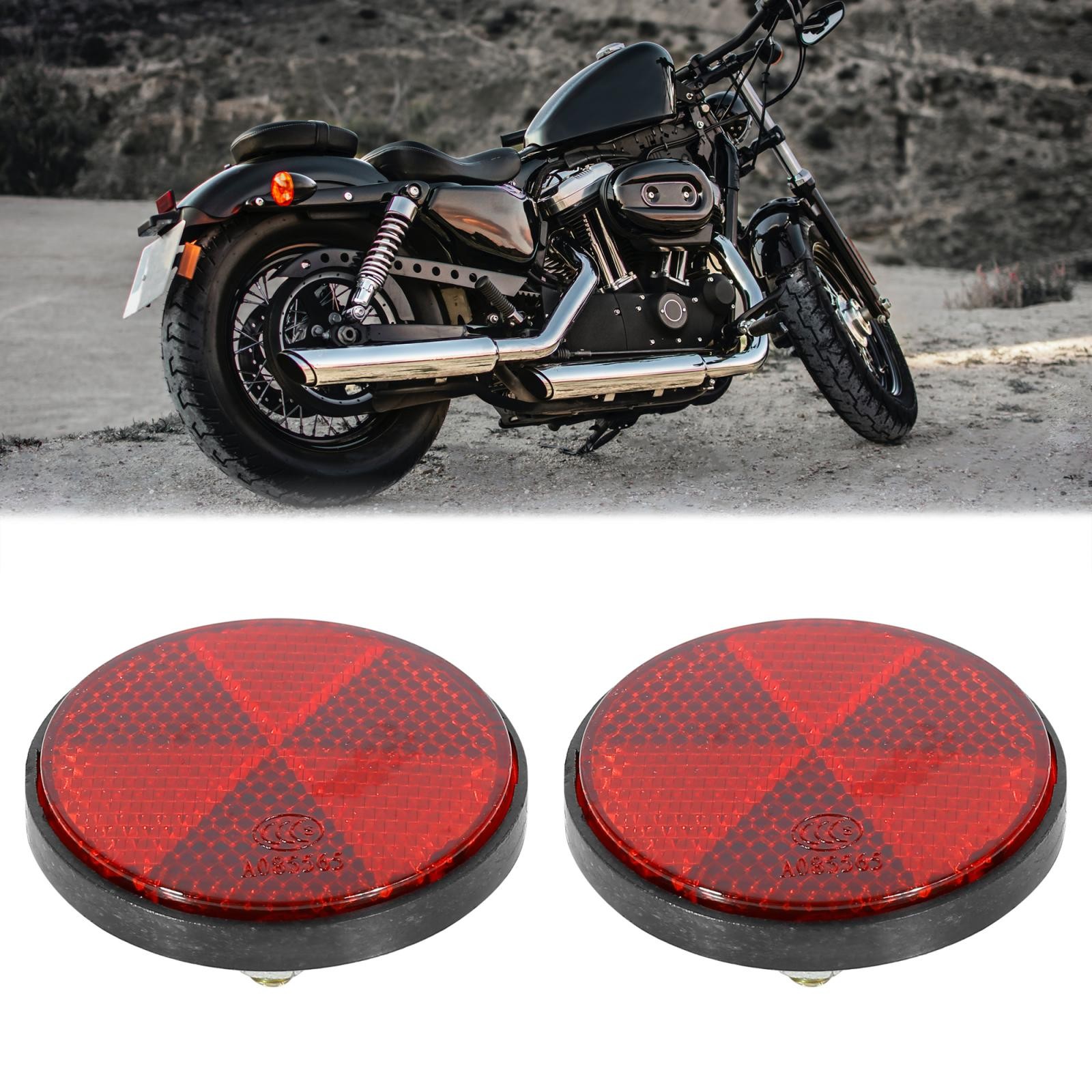 Pair M6x1.0 Red Universal Screw Mount Round Warning Reflector for Motorcycle ATV