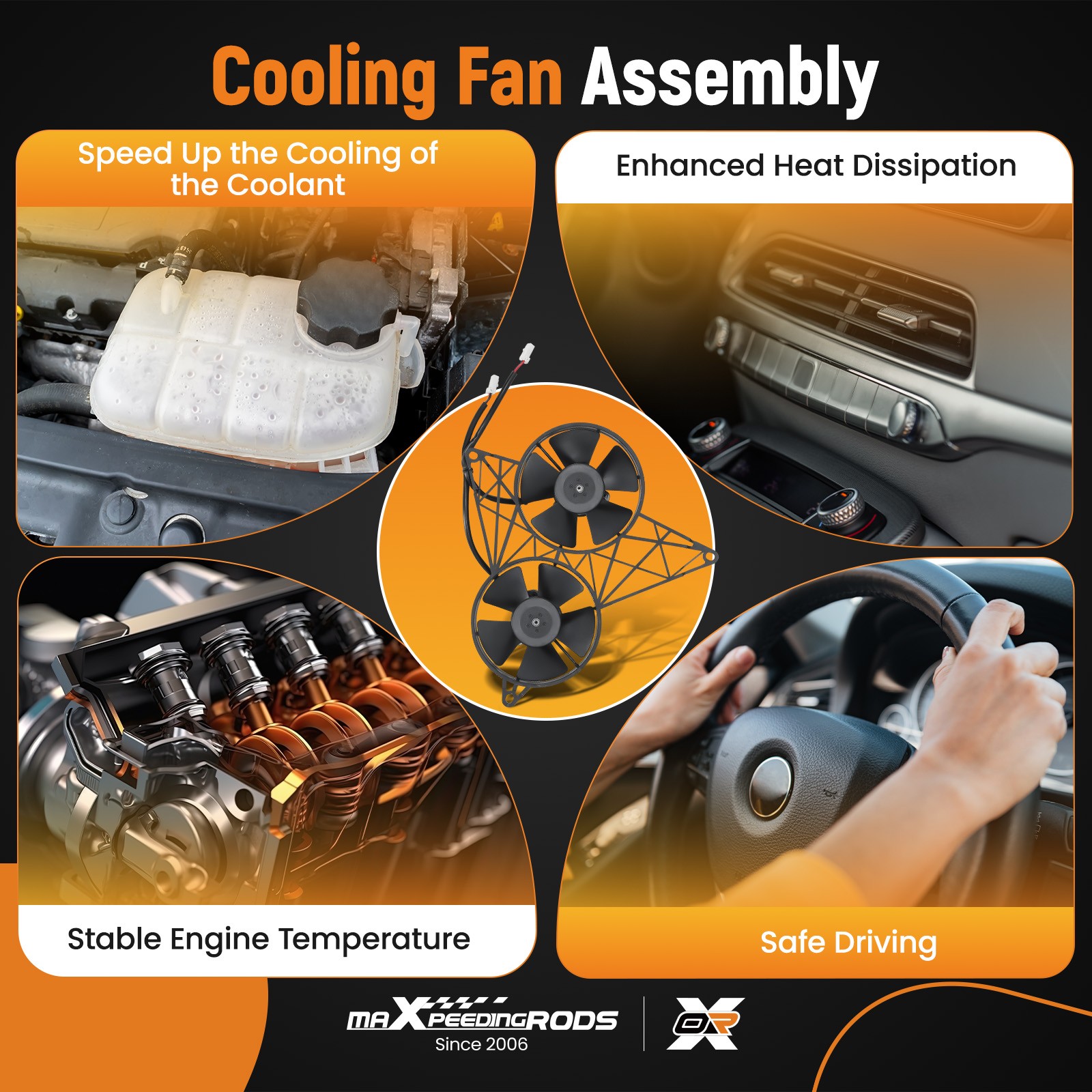 Radiator Cooling Fan with Bracket for Harley V-ROD/VRSC/VRSCDX 30103041 26724-04