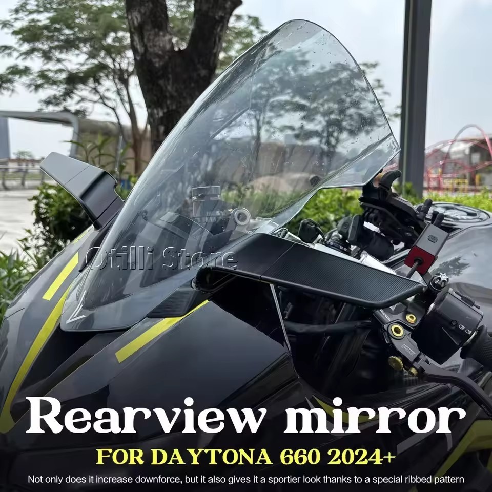 Pair CNC Adjustable Side Wing Rear View Mirrors Fits For Daytona 660 2024-2026