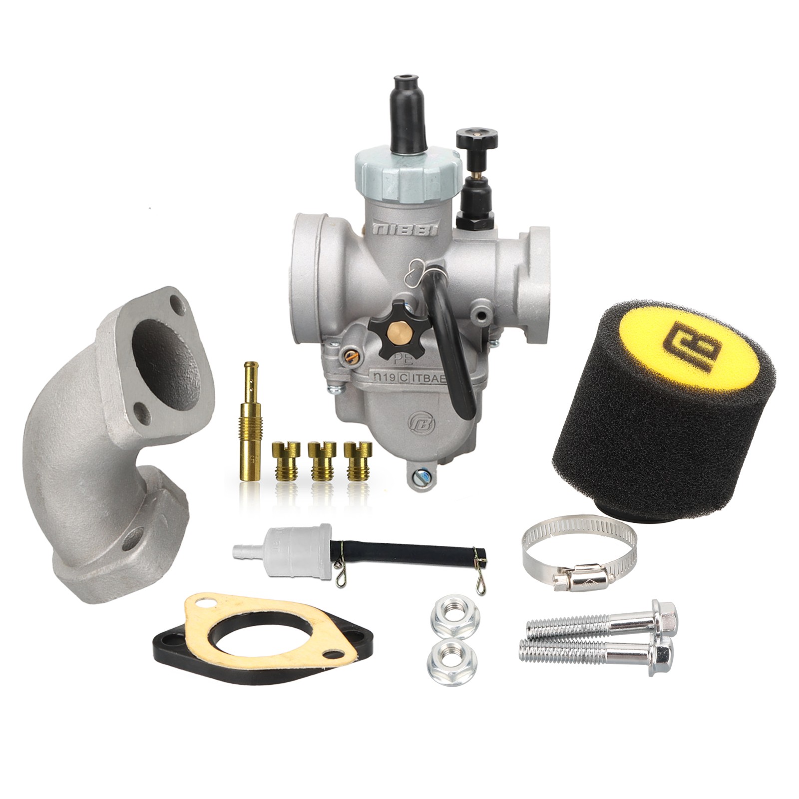 NIBBI PE19 Intake Manifold Air filter Kit 90cc-125cc Pit Dirt Mini Bike ATV Quad