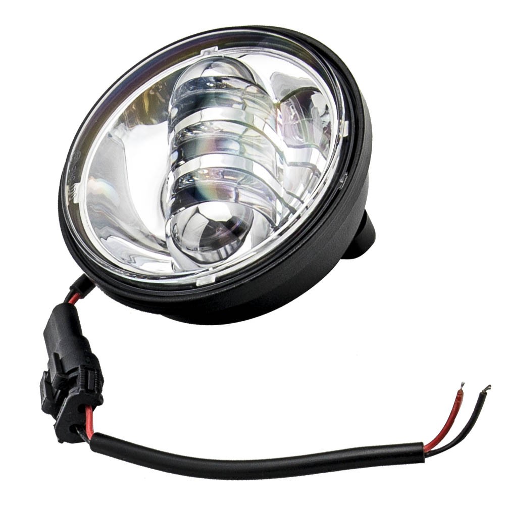 7″ Round Chrome LED Projector Headlight + Passing Lights 6000K-7000K 12V-30V DC