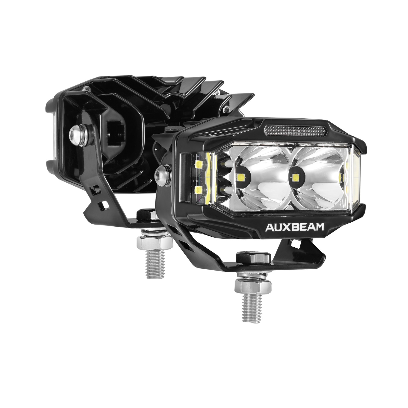 AUXBEAM 4inch 72W LED Driving Combo Pods Fog Ditch Lights Side Shooter Amber DRL