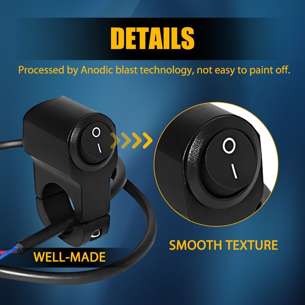 Waterproof Motorcycle 7/8″ Handlebar Headlight Fog Spot Light ON OFF Switch USA