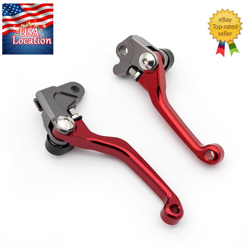 For Honda CRF250F 2019-2023 Red Clutch Brake Levers & Grips Handle Dirtbike Set