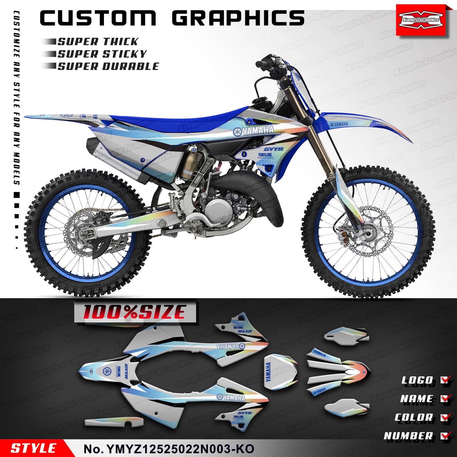 Kungfu Graphics Motocross Sticker Kit for Yamaha YZ125 YZ250 2022 2023 2024 2025