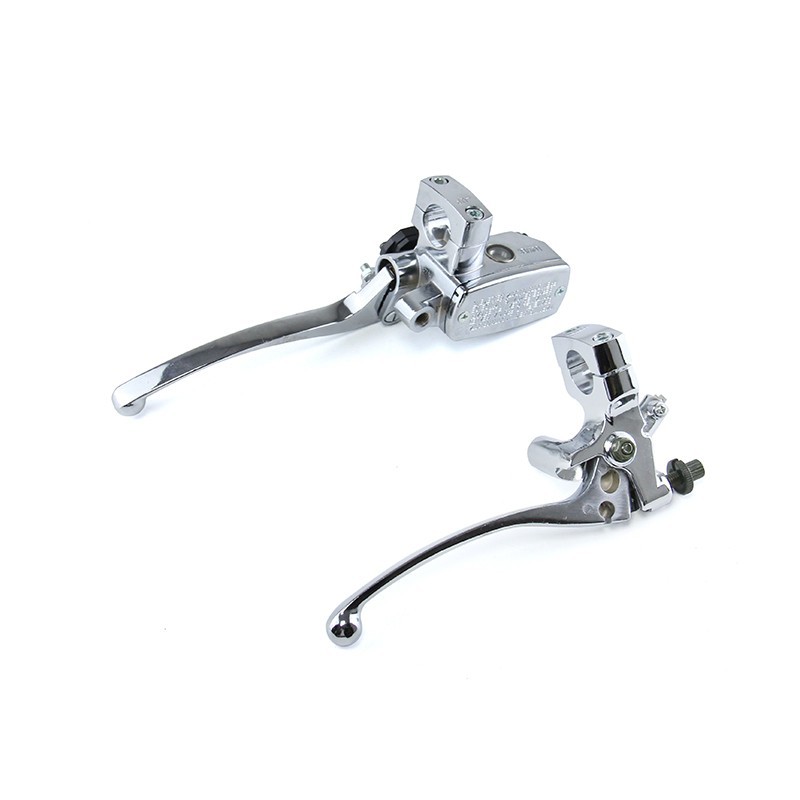 Chrome 1″ Motorcycle Master Cylinder Front Brake & Clutch Levers Set For Harley
