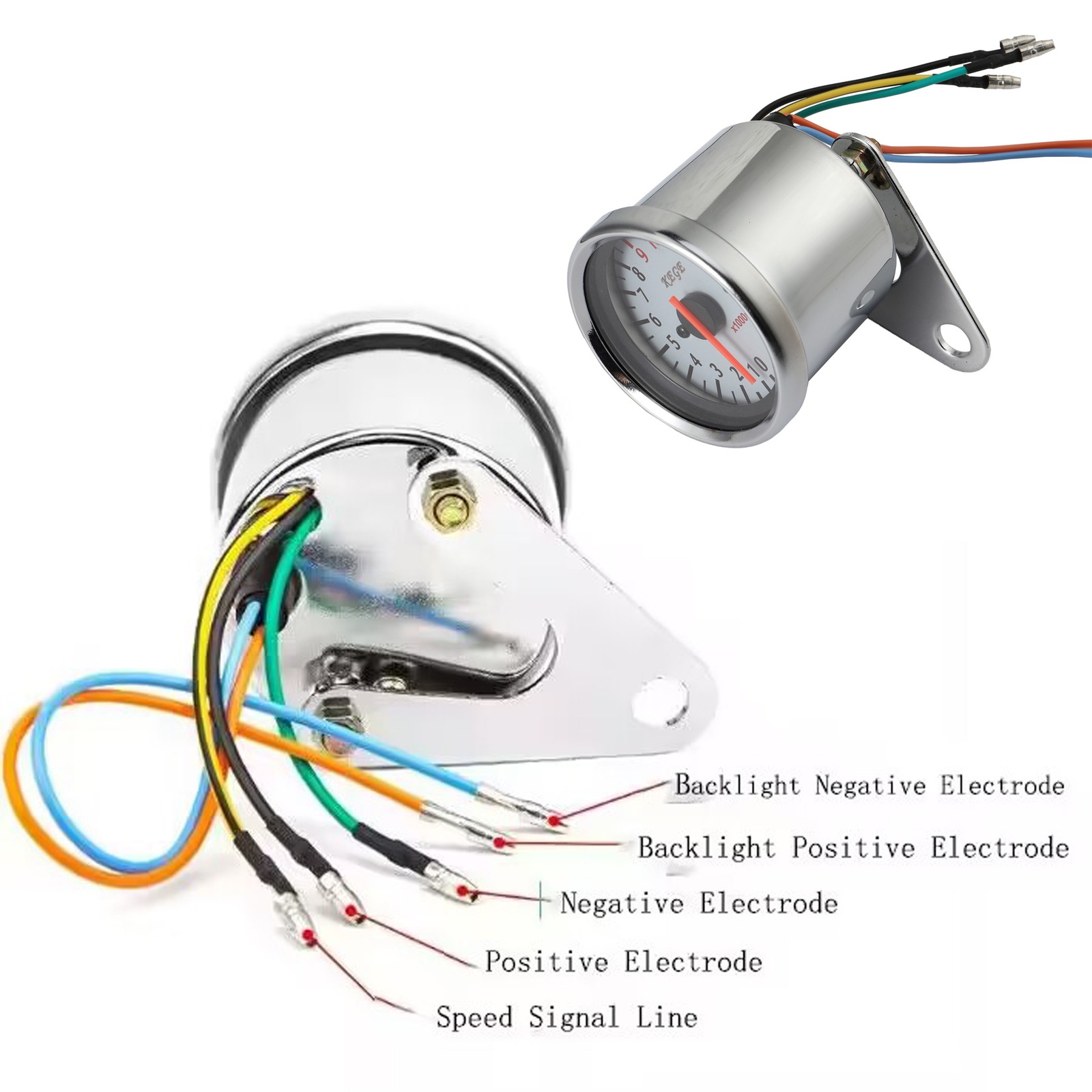 Motorcycle Tachometer with Multi-Color LED Backlight Customization
