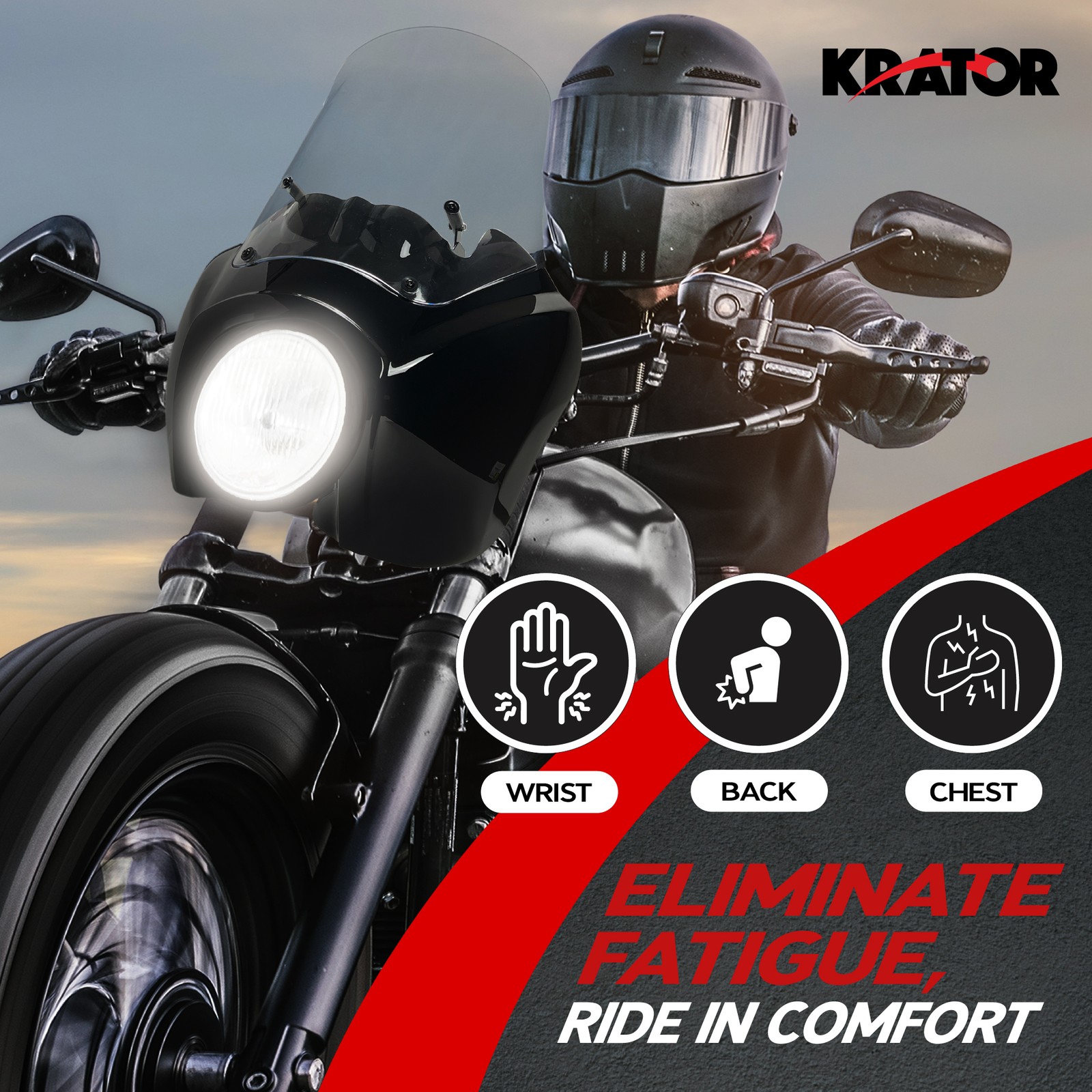 KRATOR Motorcycle Windshield Fairing, Wind Deflector, Motorcycle Accessories