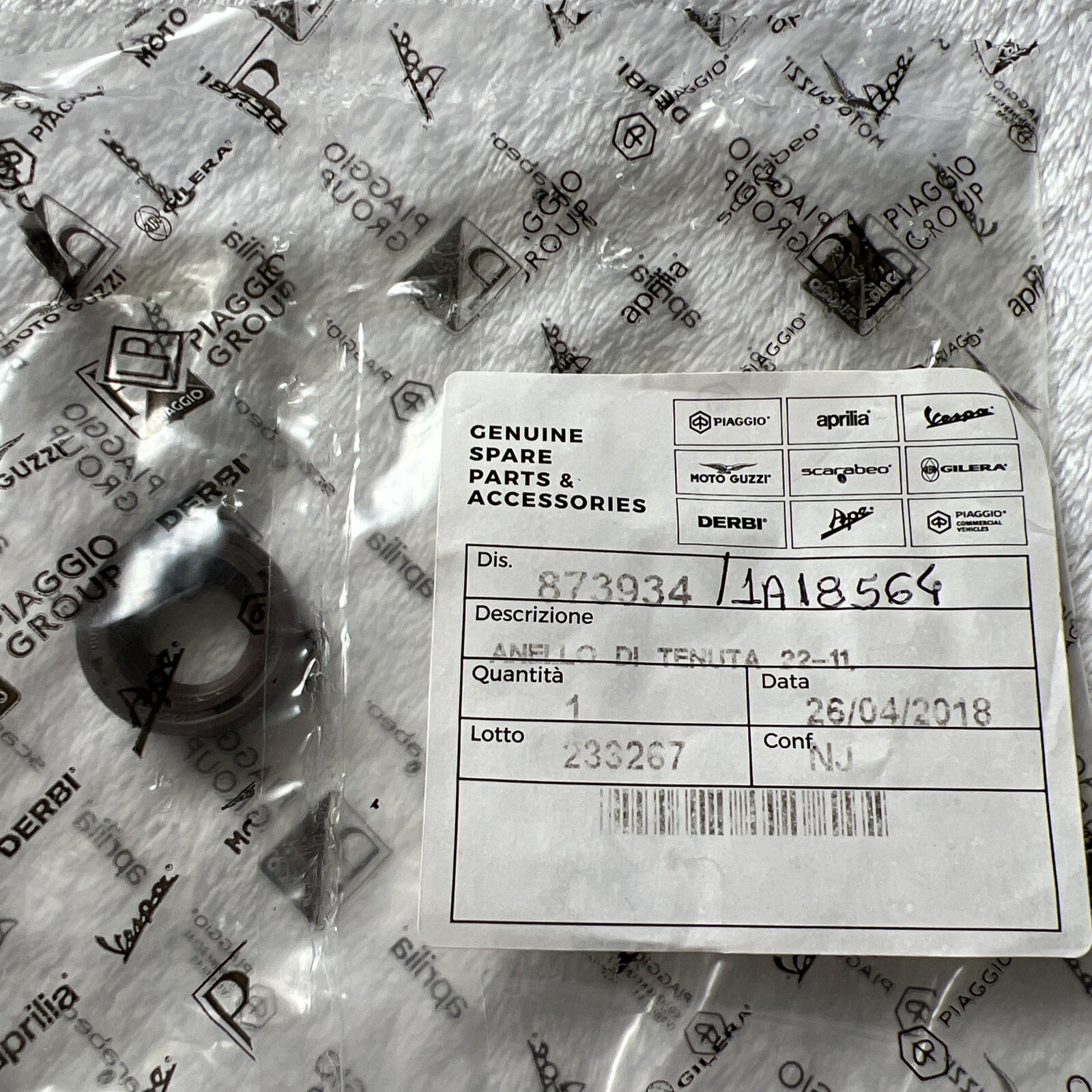 Gasket Ring Aprilia, Gilera, Piaggio – 873934 (see item description)