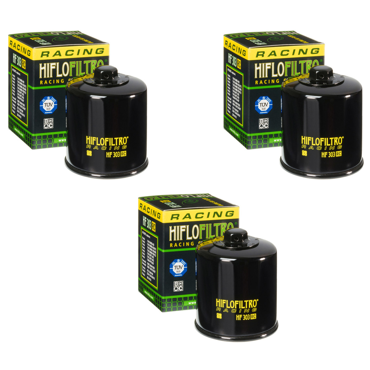 Hiflofiltro Racing Black Oil Filter HF303RC 3 Pack Honda Kawasaki Polaris Yamaha