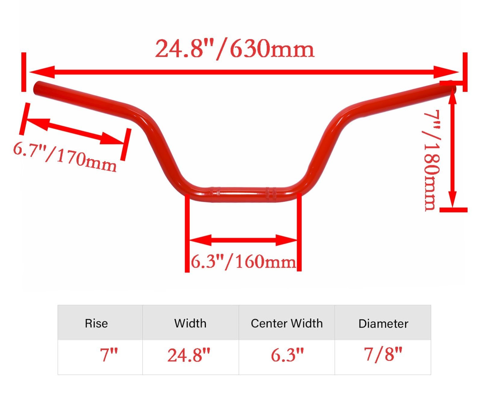 Red 7/8″ Mini Bike Handlebars for Coleman BT200X CT200U-EX 196cc 200cc