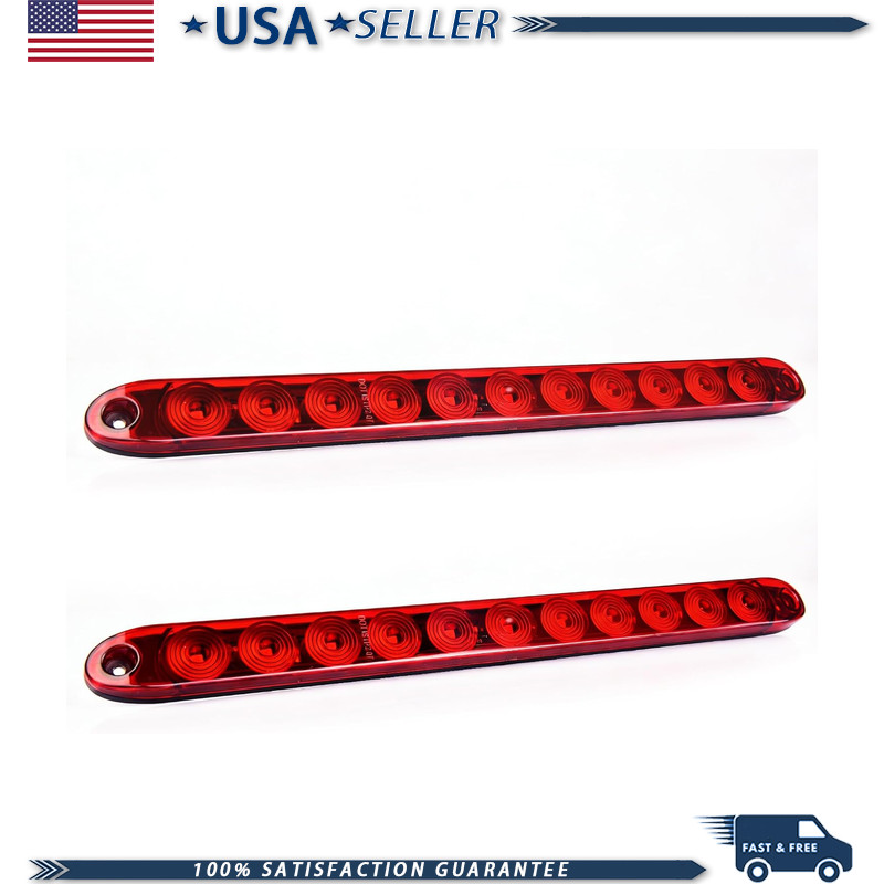 2PCS Red 16 inches 11 LED Trailer Light Bar IP67 Waterproof Multi-Function Stop