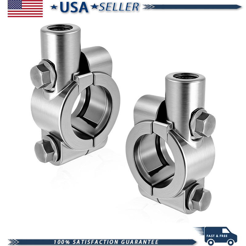 2 PCS Motorcycle Handlebar Mirror Mount Holder, 10mm Thread Clamp Adaptor 7/8 Ba