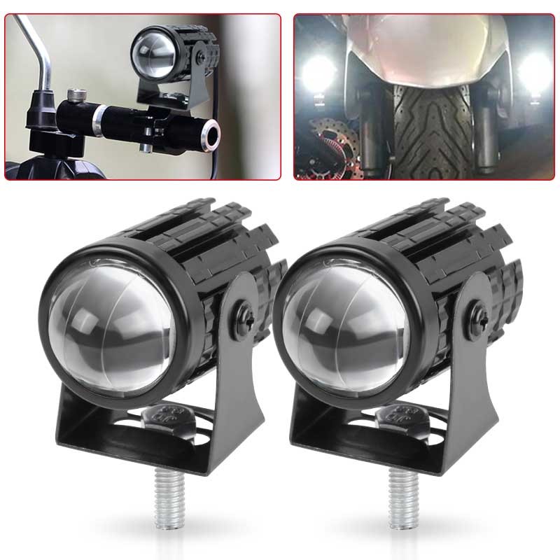 2X Motorcycle Headlight Universal LED Headlamp Projector Lens Spotlight Mini ATV