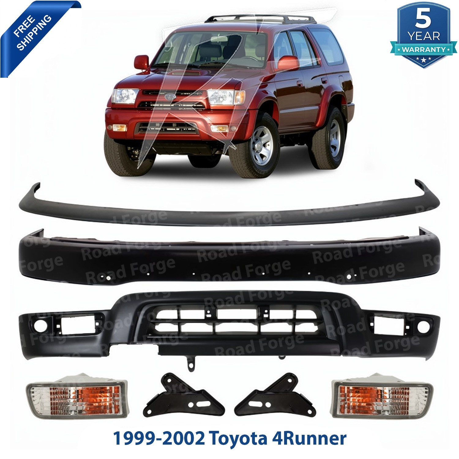 Front Bumper Paintable Steel & Signal Lights Kit Fits 1999-2002 Toyota 4Runner