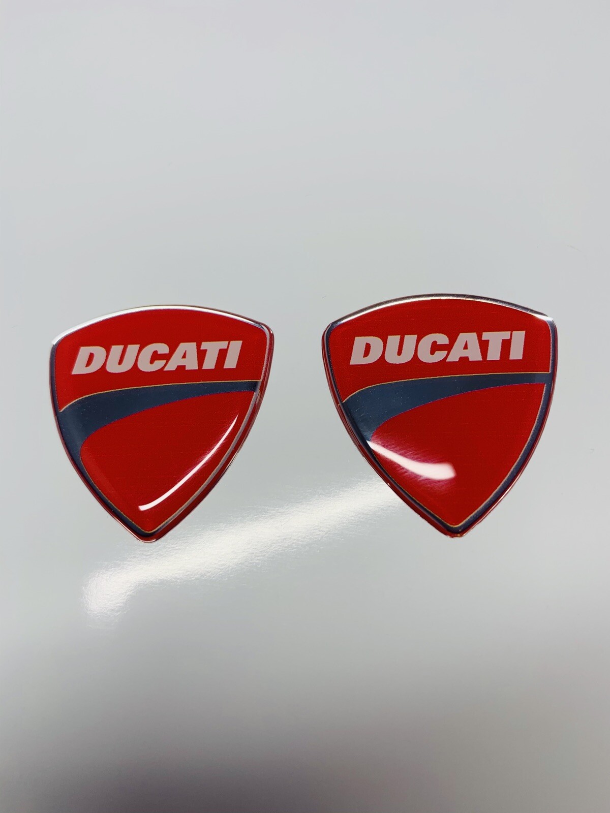 (2)1.5″x1.5″ Ducati Red Motorcycles Big Bike Helmet 3D Decal Raised Domed Emblem