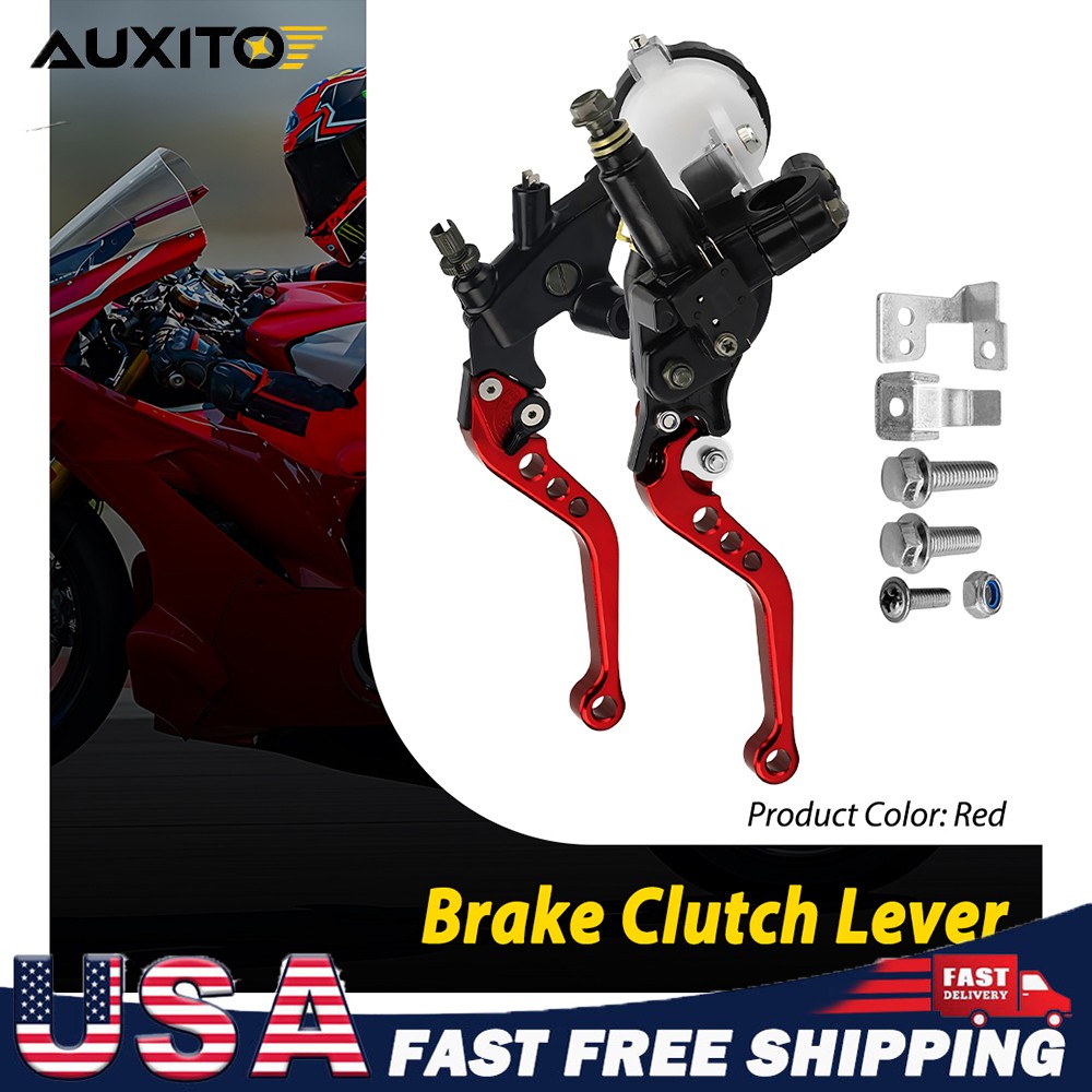 Red Brake Clutch Lever Master Cylinder Reservoir For Yamaha BMW Honda Suzuki US