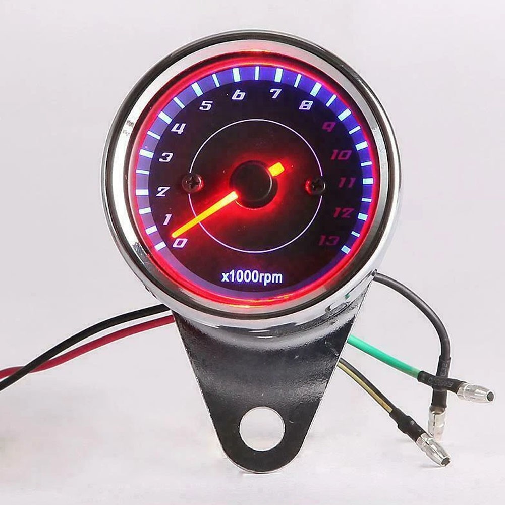 DC 12V Universal Motorcycle Tachometer Electronic Tach Meter Speedometer Gauge