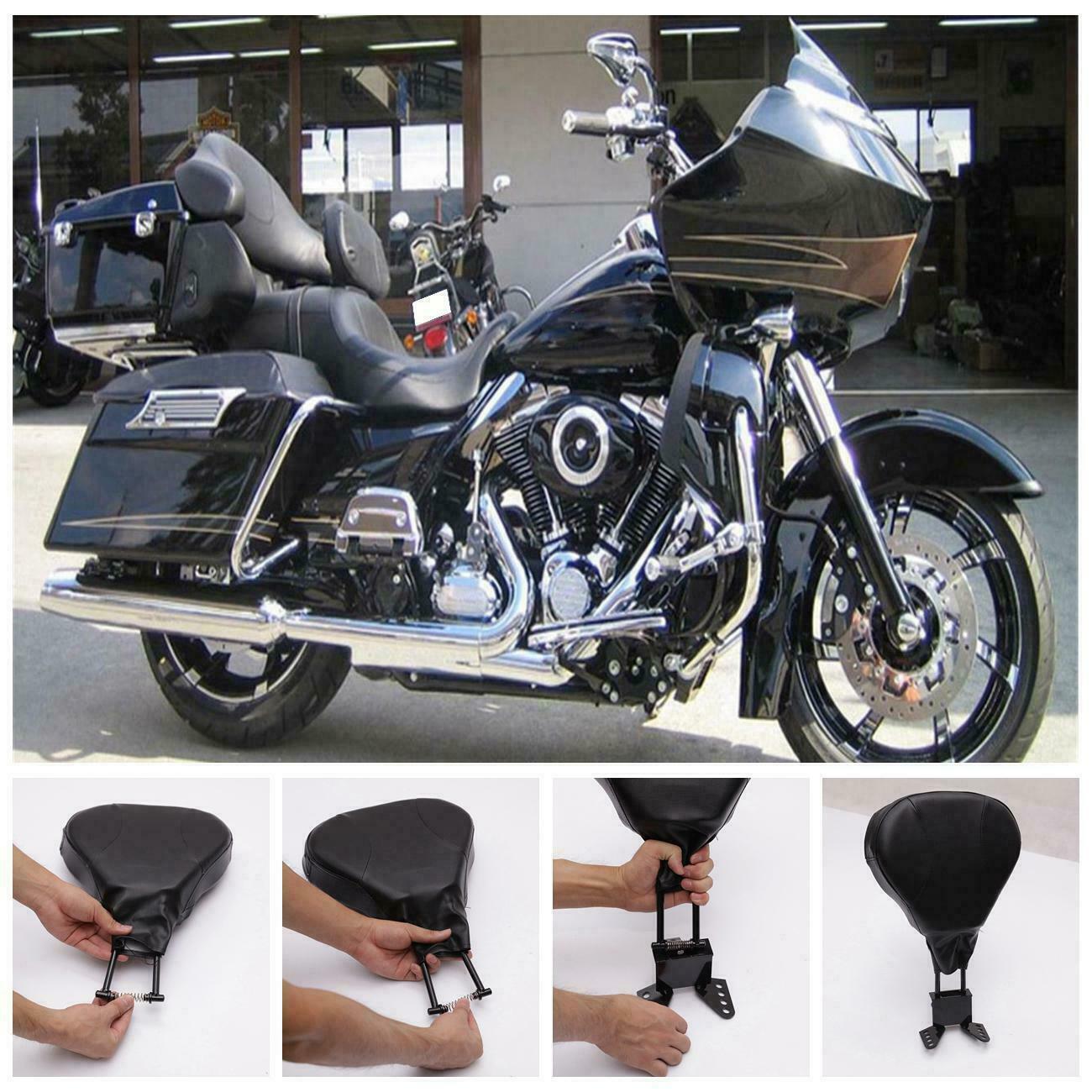 Black Adjustable Driver Rider Backrest For 2009-2023 Harley Touring quick attach