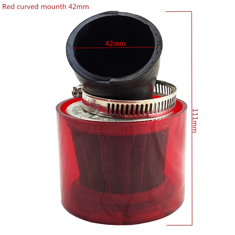 Motorcycle Red 42mm/1.65in Auto Car Scooter Carburetor Air Intake Filter Cleaner