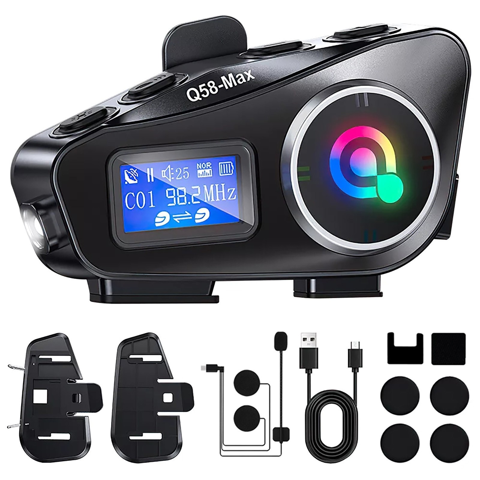 1000mAh Waterproof Bluetooth Headset Motorcycle Intercom Helmet LCD New