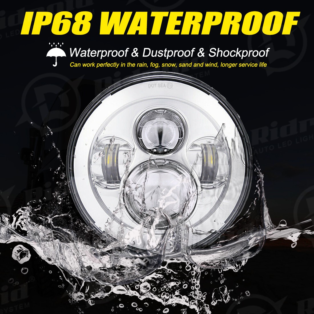 7″ inch LED Projector Headlight Hi/Low Beam For Harley-Davidson Street Glide US