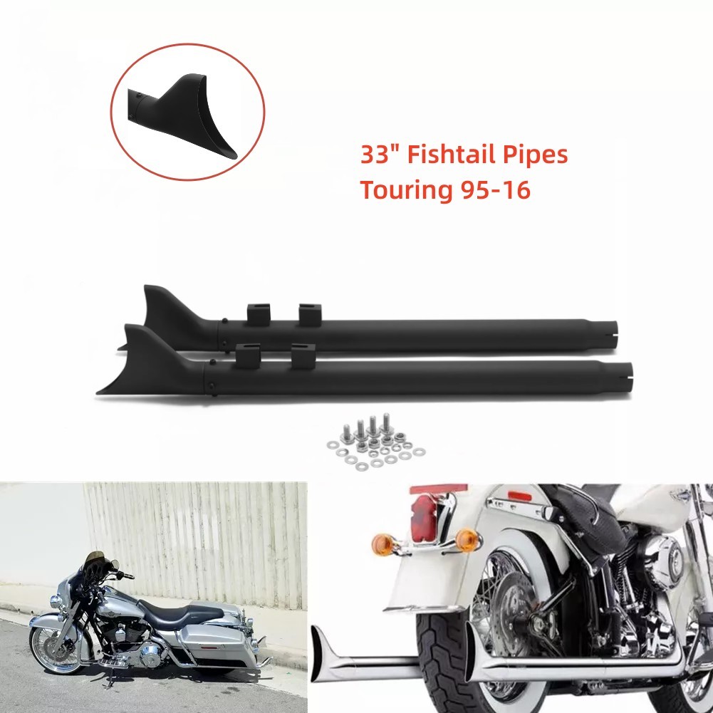 33IN. Fishtail Slipons Muffler Exhaust Pipes Touring 1995-2016 Street Glide 2004