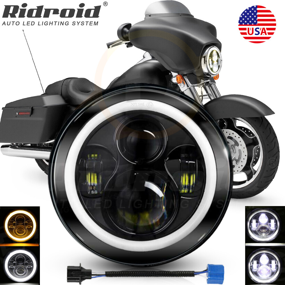 7″ inch Motorcycle LED Headlight Halo DRL For Harley-Davidson Street Glide FLHX