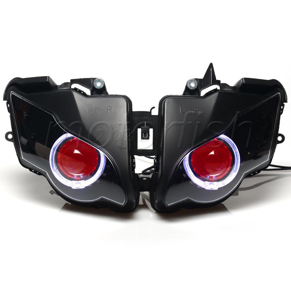 Projector Headlight White Halo Red Demon Eyes Fits for Honda CBR1000RR 2008-2011