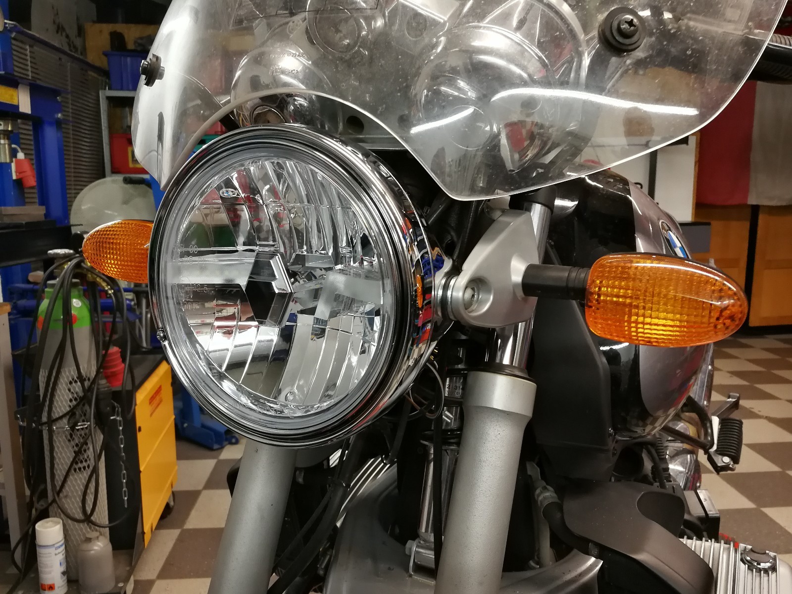 Chrome LED headlight BMW r 1100 r facelift year 1997-2001 LED headlight