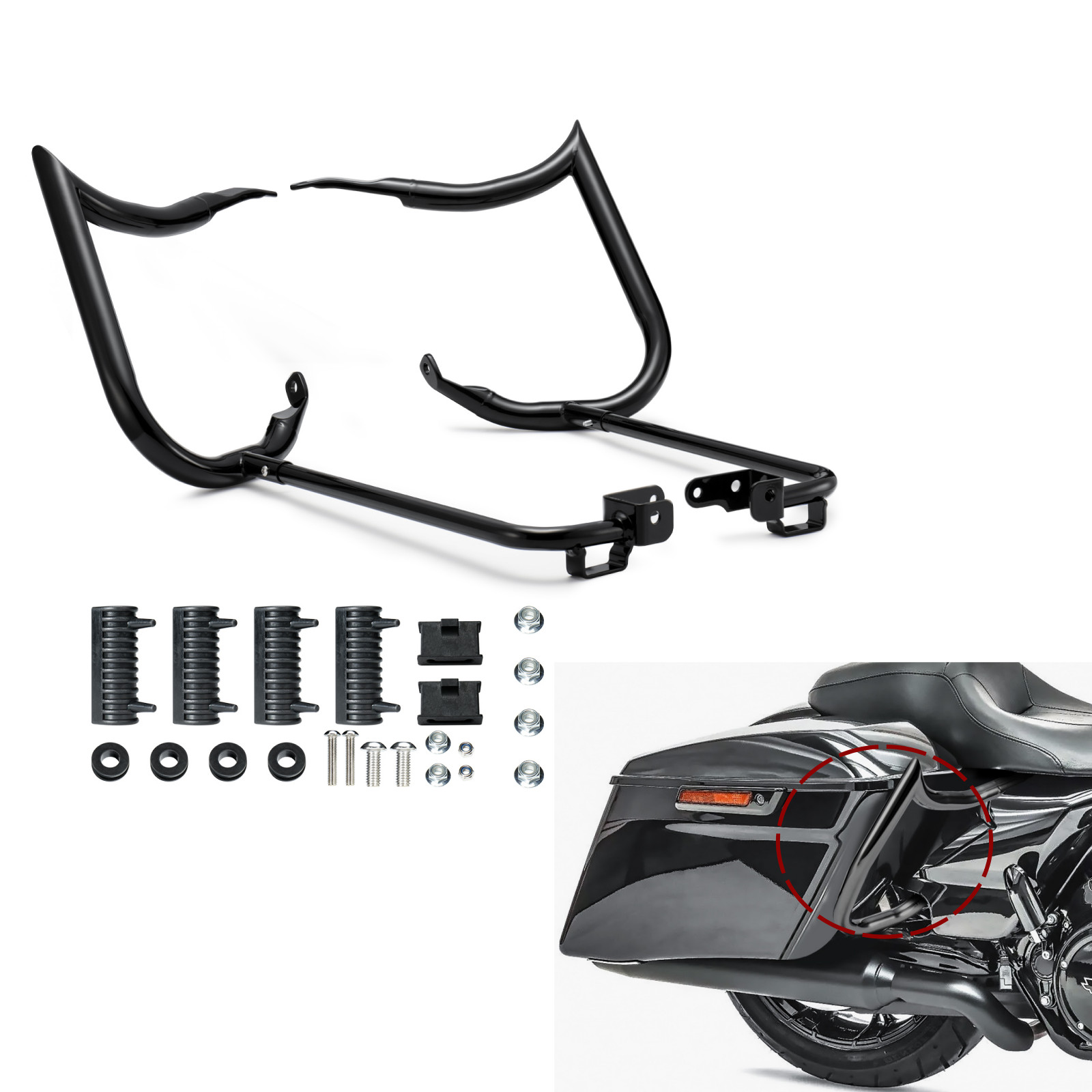 Saddlebag Guard Meathook Crash Bar for 2014-2023 Harley Street Glide Road Glide