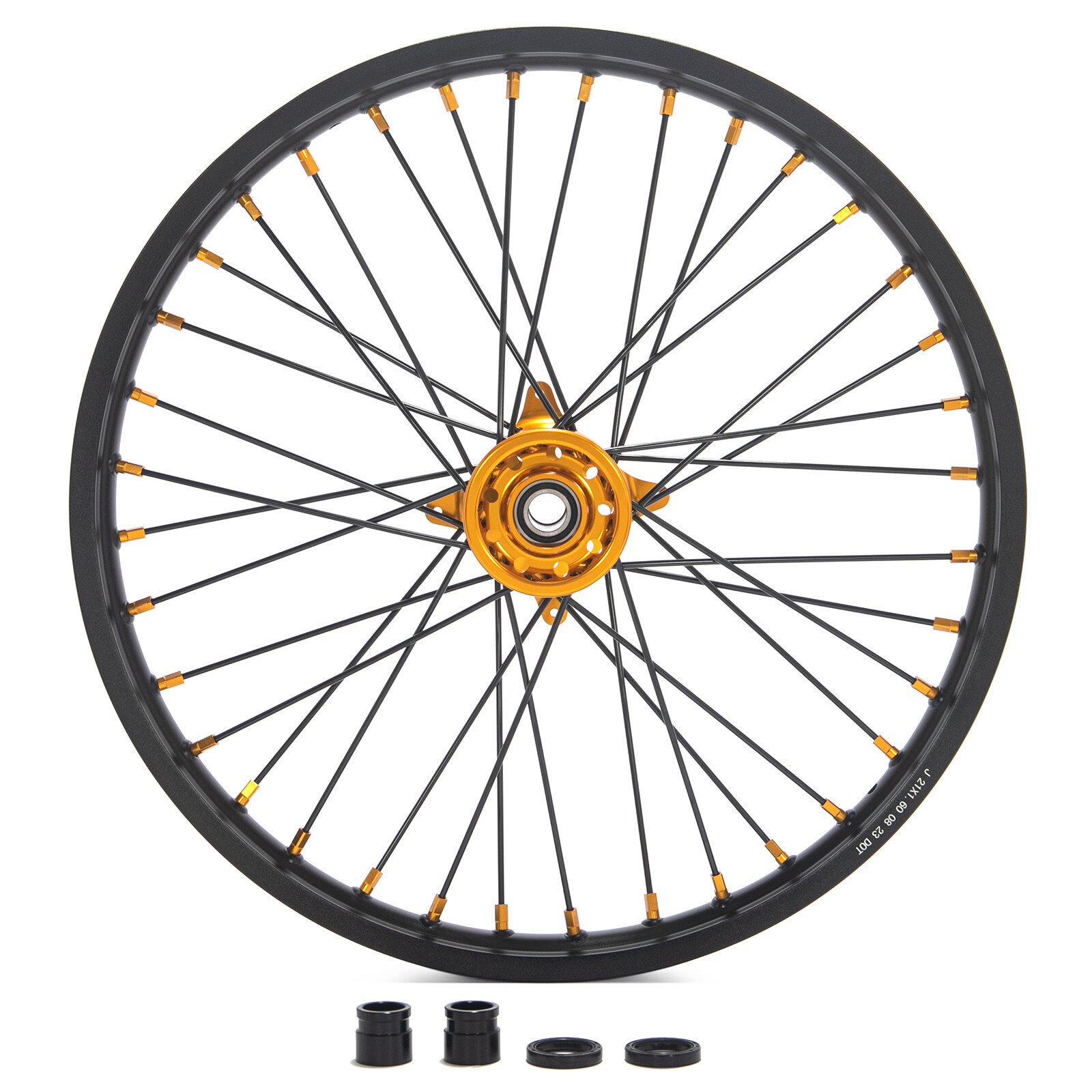 For Suzuki 21/18 CNC Machined Wheels Gold Hubs Set RMZ250 2007-24 RMZ450 2005-24