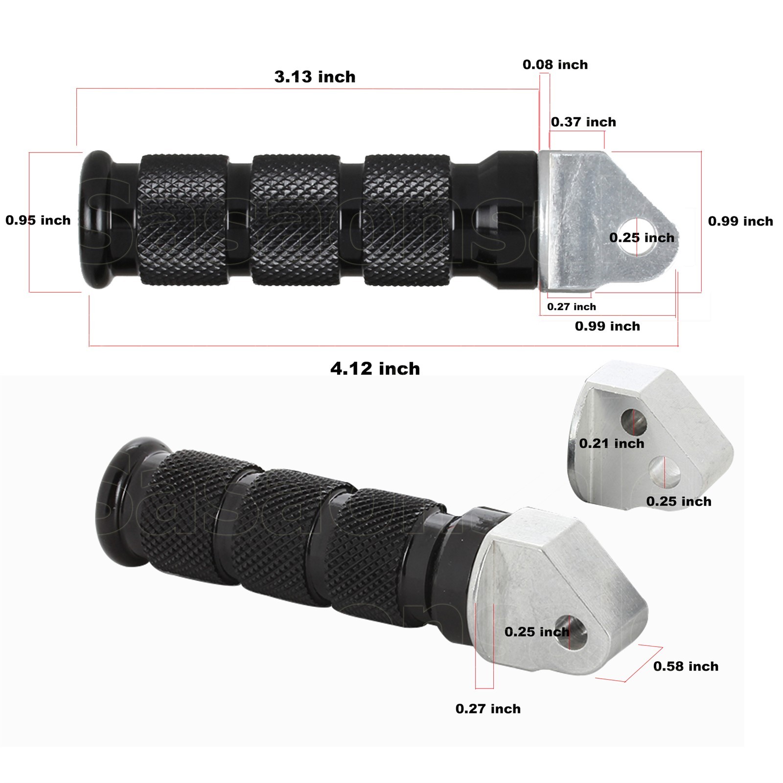 [SASA] Compatible With Suzuki Black R2 CNC Anodized REAR Passenger Foot Pegs