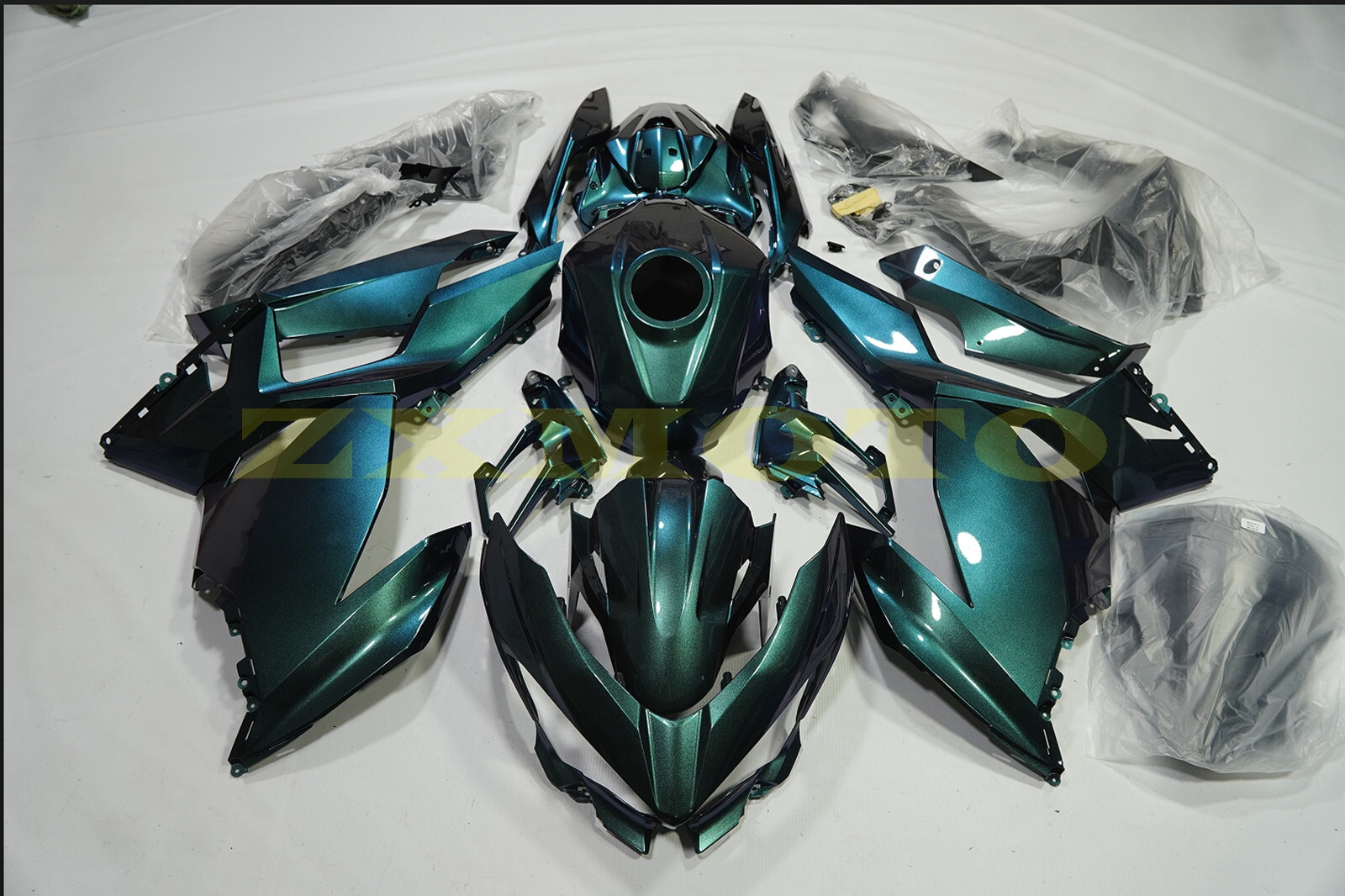 Green Blue Chameleon Fairing Kit For Kawasaki Ninja 400 2018-2023 +Tank Cover