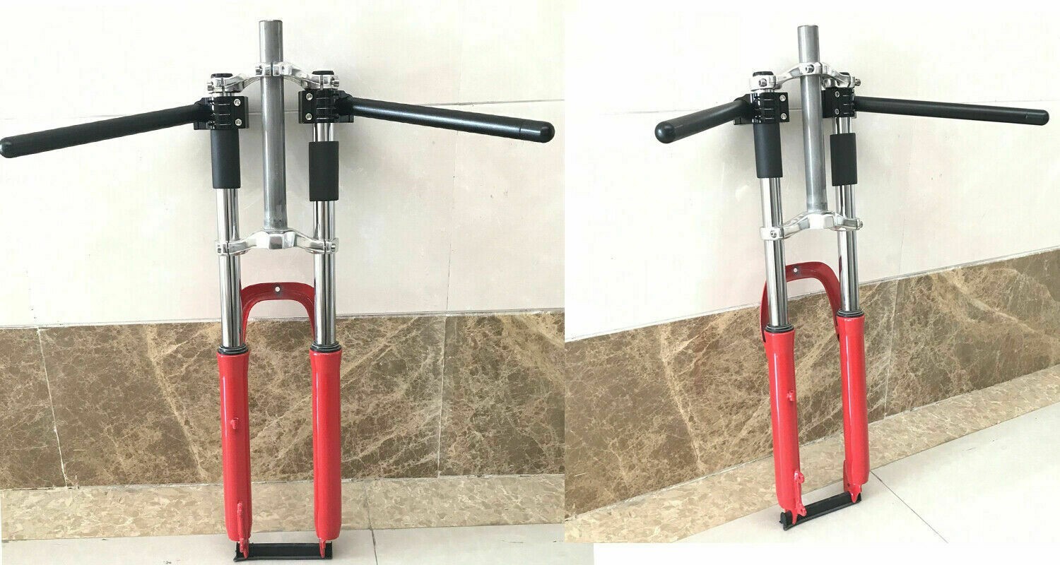 CDHPOWER Bicycle Fork 26″ Triple Tree Suspension Fork (Black) & CNC Handle Bars