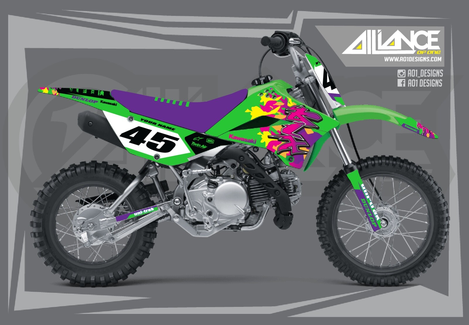 2010 2011 2012 2013 2014 2015 2018 2019-2022 KAWASAKI KLX 110 RETRO GRAPHICS KIT