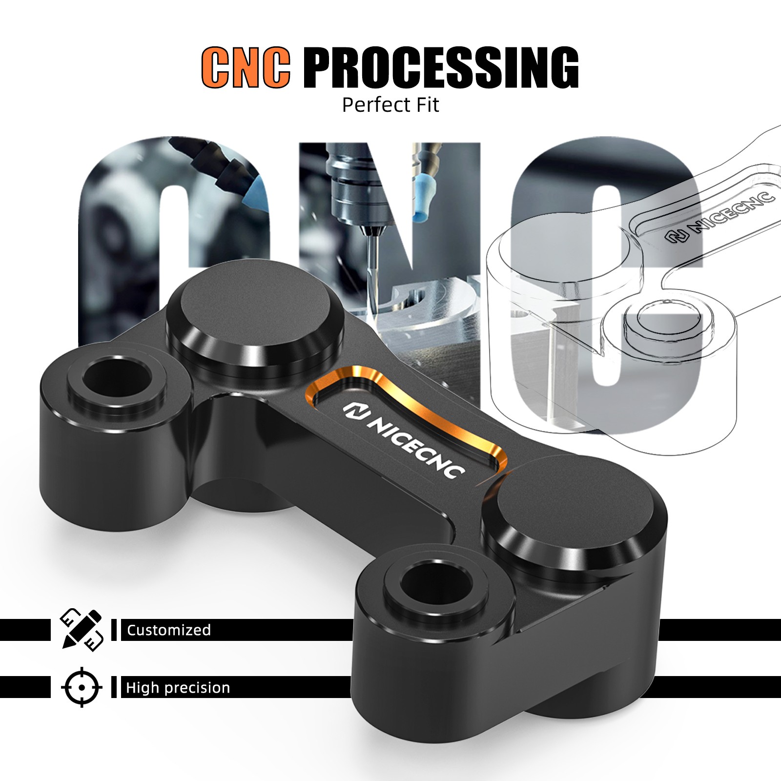NICECNC 2.5″ Riser 1.5″ Pull Back Plate For Harley Street Bob FXBB 107 FXBBS 114