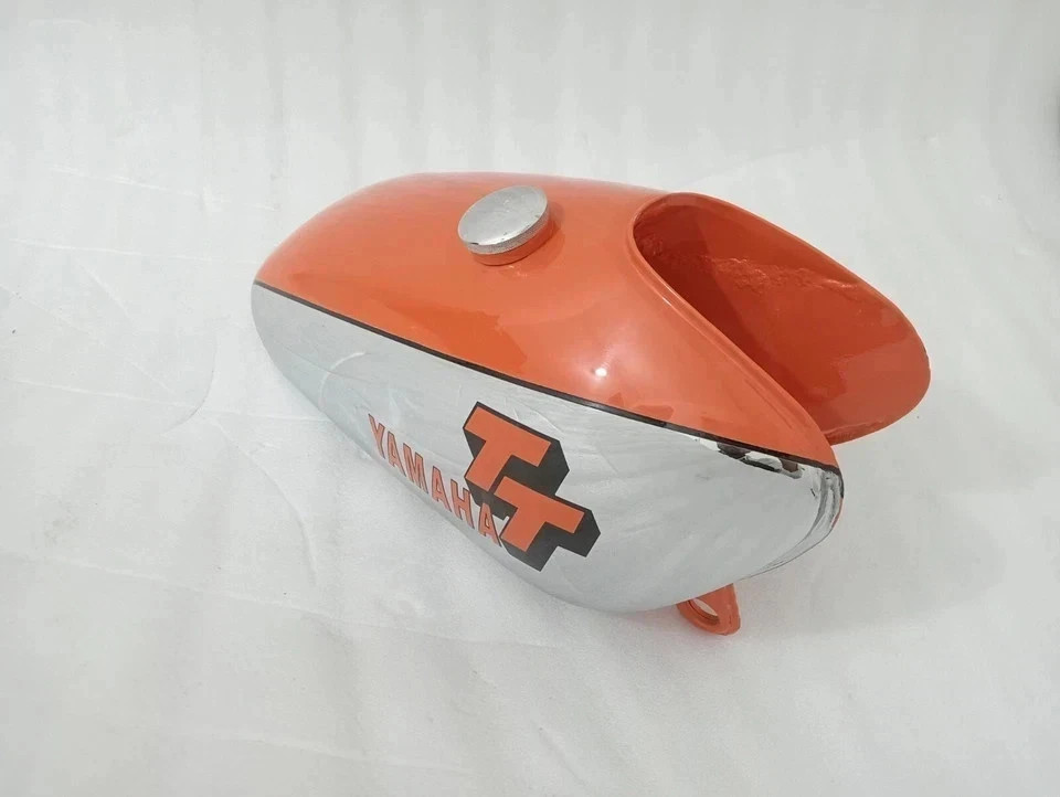 Yamaha XT TT 500 Polished & Orange Painted Aluminium Petrol Fuel Tank 1N5, 1977