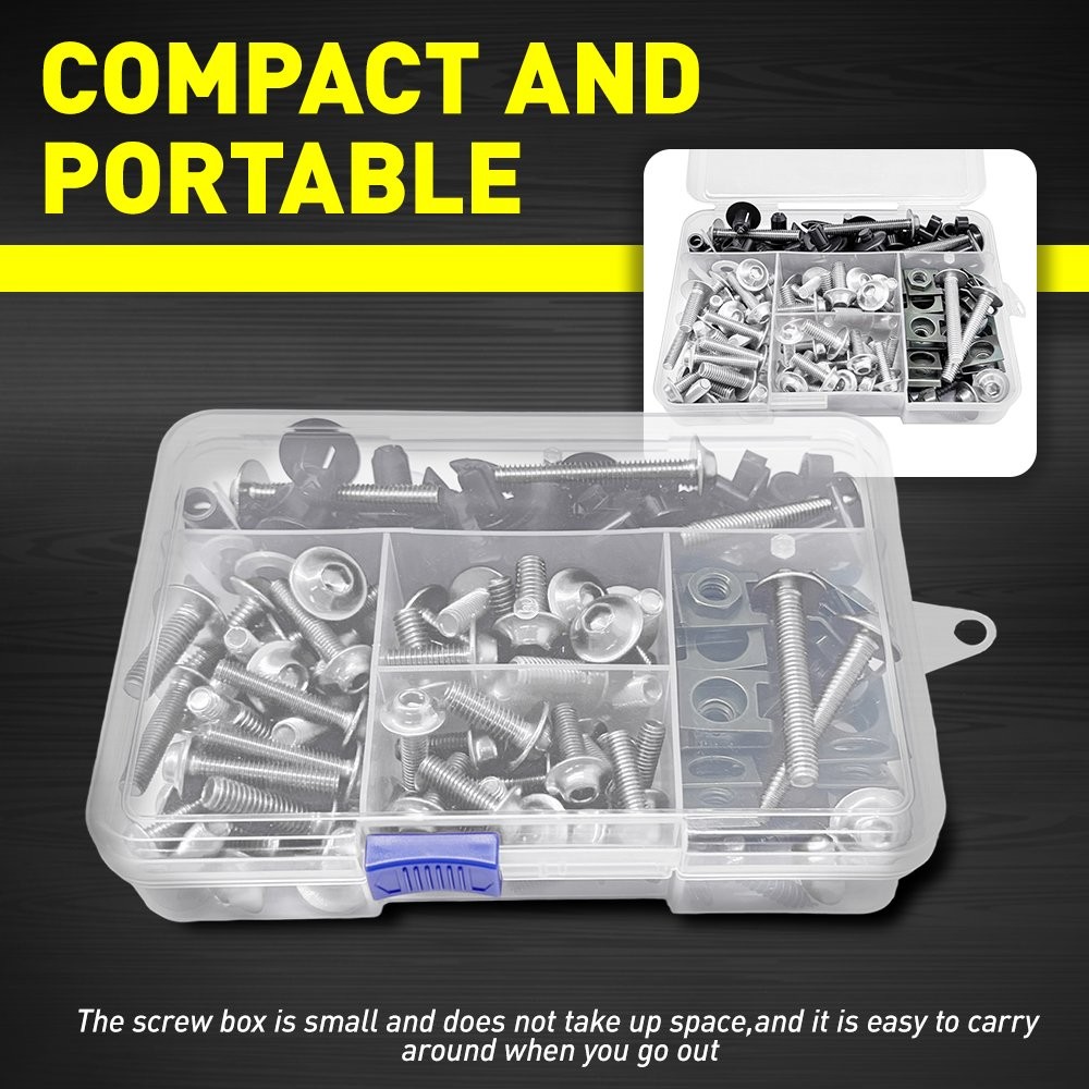 194-1940x Aluminum Motorcycle Fairing Bolts Bodywork Screw Kit Nuts Clips Silver