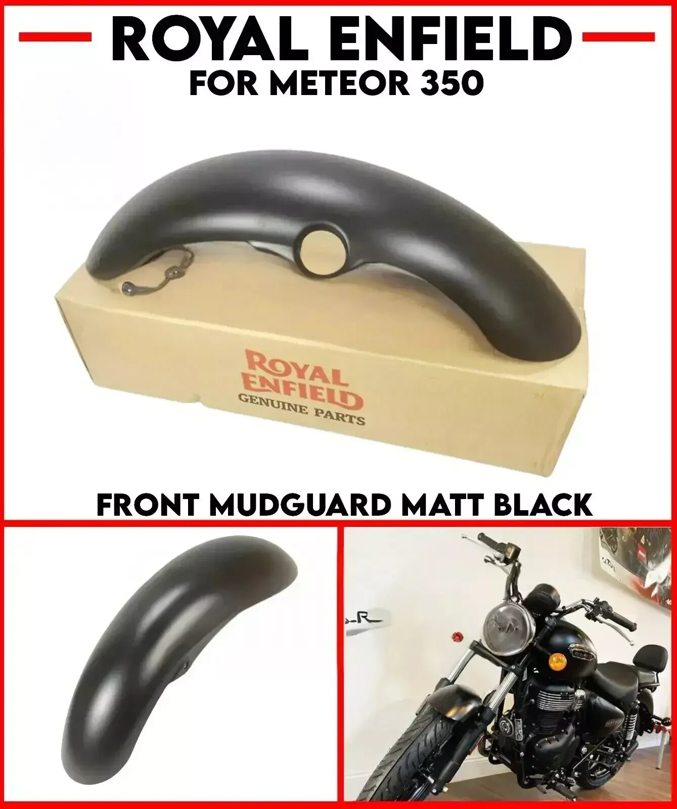 Front Mudguard Fits Royal Enfield Meteor 350 – Matte Black Finish