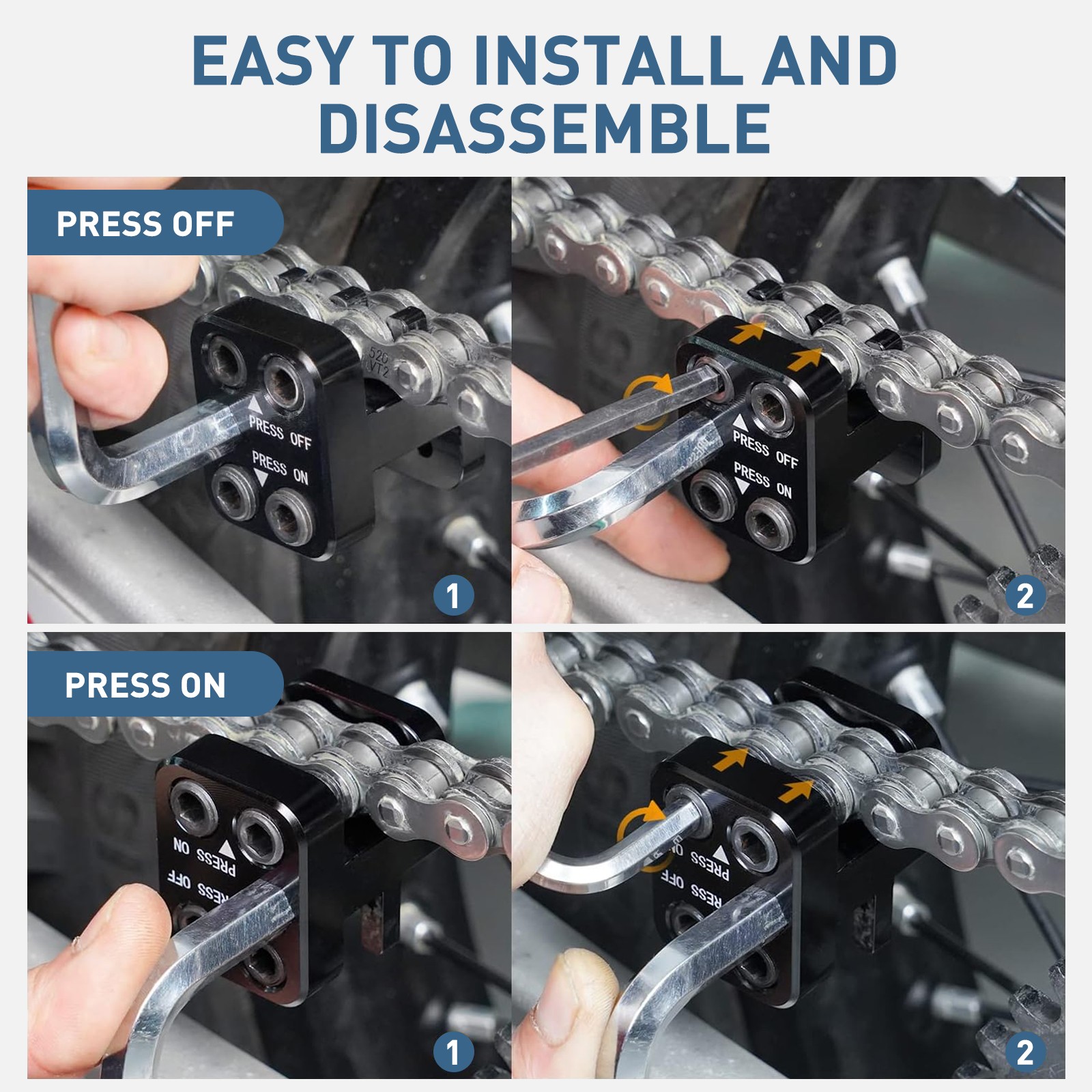 Universal Motorcycle Master Link Press Tool 520 525 530 Chain Rivet Clip Install