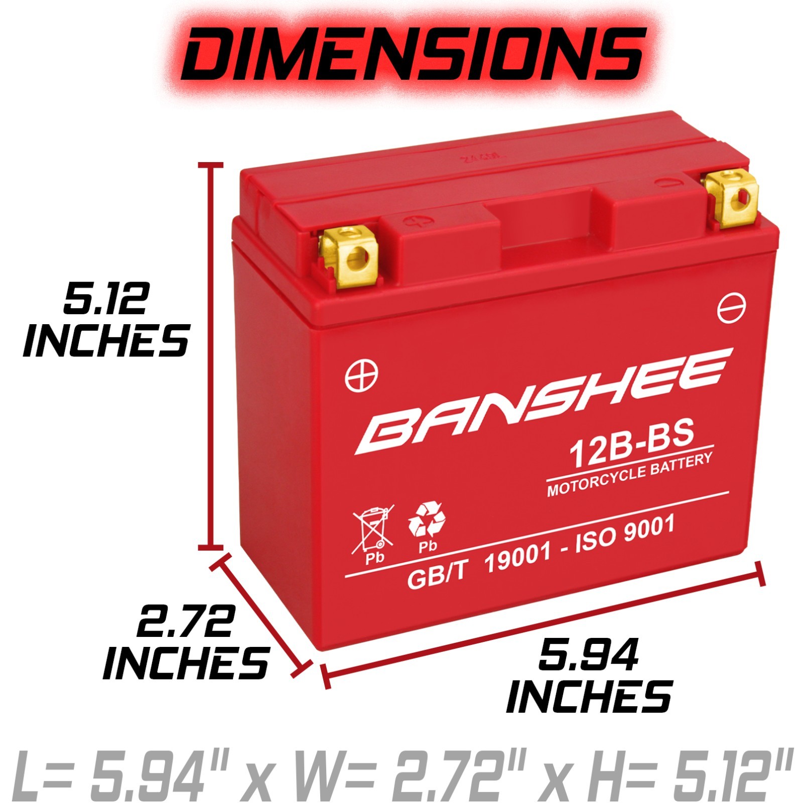 Banshee replaces YUAM6212B (PLT-144) Maintenance Free YT12B-BS, 4 Year Warranty