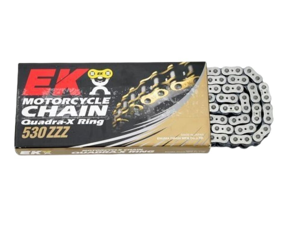 EK 530 ZZZ 120 link X-Ring Chain with Rivet X-Ring Master Link – Metallic Silver
