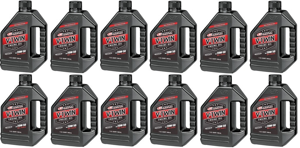 12 1qt Quart Bottles Maxima V-Twin 20W-50 Full Synthetic Motorcycle Engine Oil