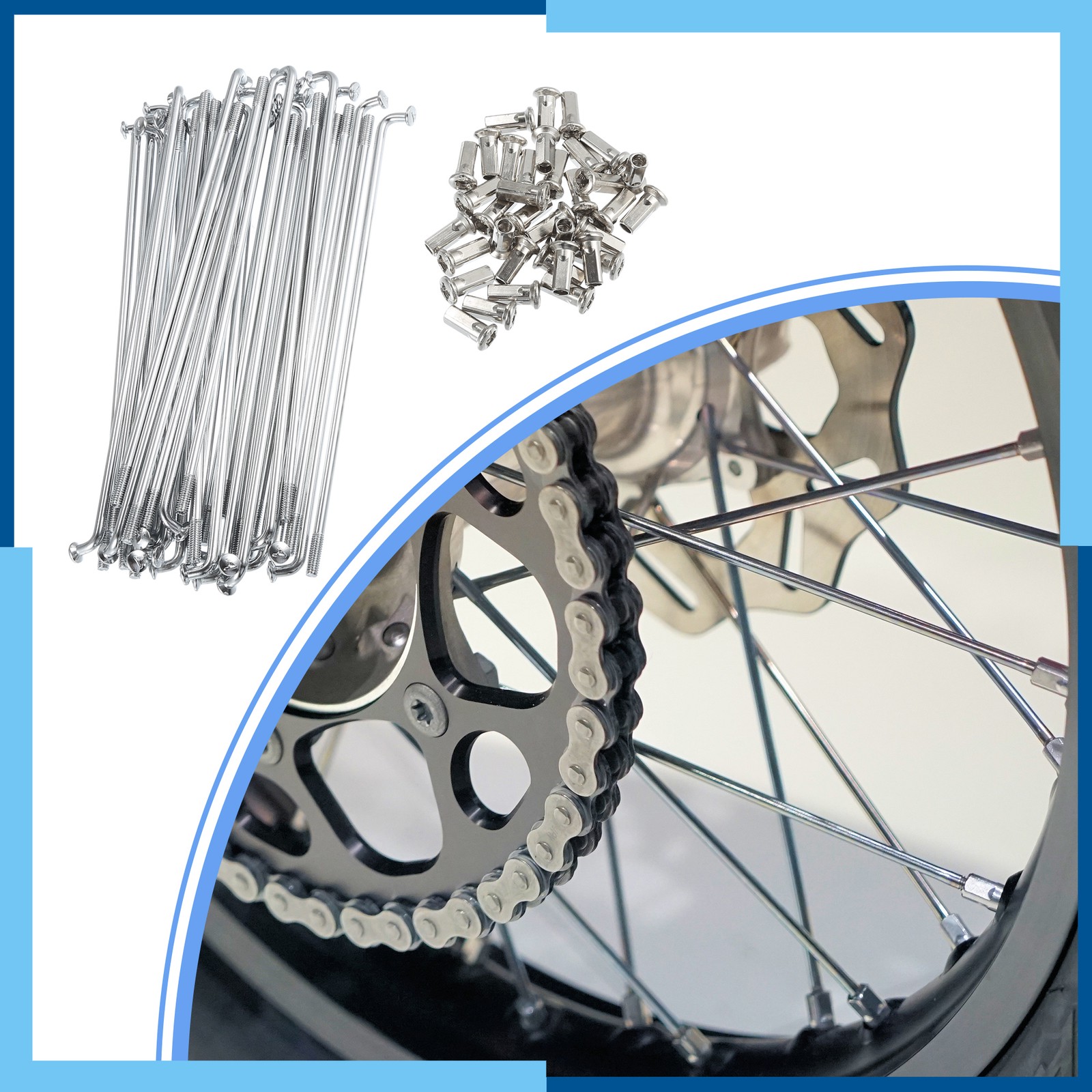 Universal Pack (36) 4mm Thread Dia 170mm Length Motorcycle Wheel Spokes Nipples