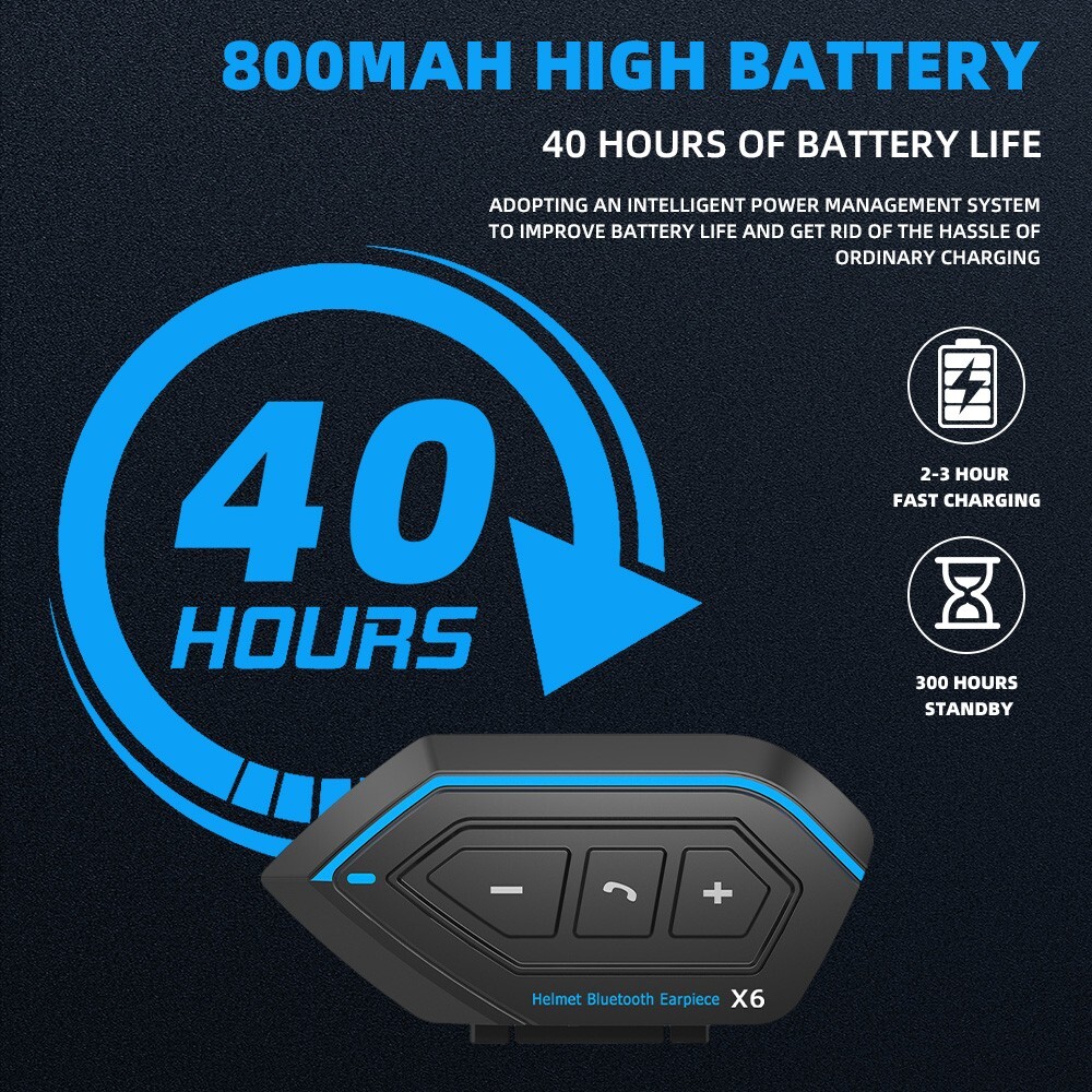 Motorcycle Bluetooth 5.0 Headset Helmet Handsfree Earphones Intercom Speaker Mic