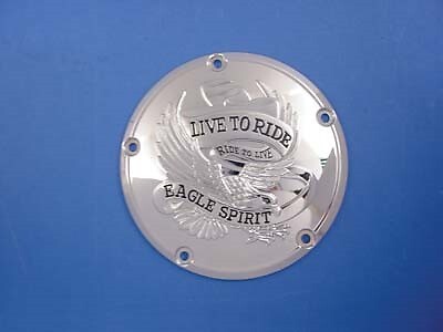 Chrome Live to Ride Eagle Spirit Derby Cover for Harley 5-Bolt Twin Cam 00-17
